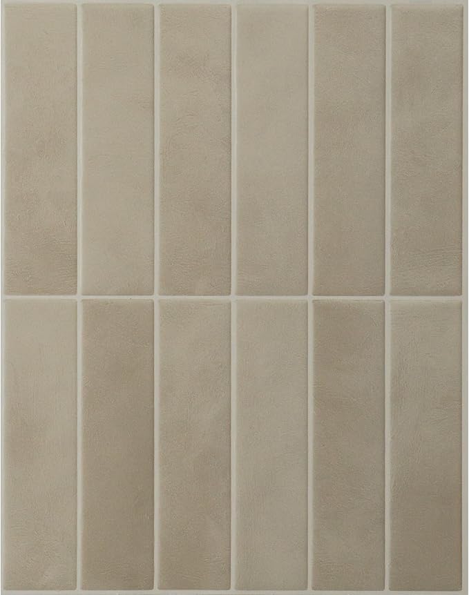 Smart Tiles Peel and Stick backsplash, Stacked Taupe Beige, 11.43"x9" | Pack of 5 (3.5 sq ft), Matte, Heat/Moisture Resistant, Low VOC, Kitchen/Bathroom, Renter Friendly, Made in Canada by SmartTiles-OriginalPeelandStickBacksplashTiles