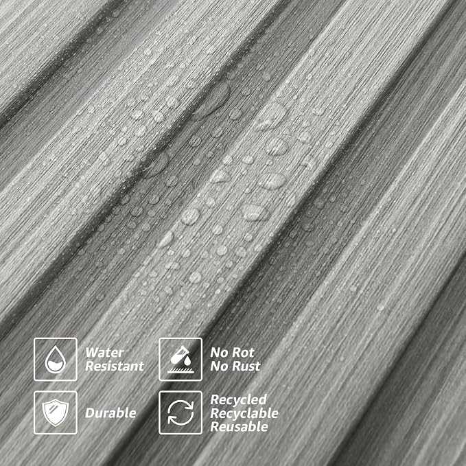 Art3d 96 x 6 Inch WPC 3D Wood Textured Slat Wall Panels, 8-Pack, Gray Oak | Stylish Slat Design, Waterproof, Weather Resistant, Eco-Friendly, Long-Lasting, Easy to DIY, Ideal for Interior Wall, Bedroom - Image 4