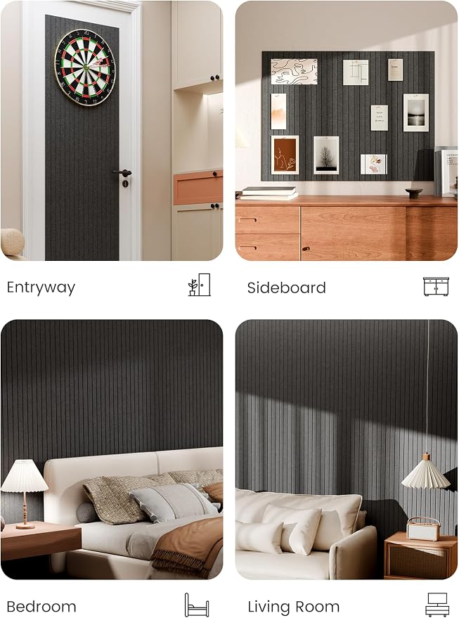 Bumusty 48"x 36" Large Felt Bulletin Board Tiles, Charcoal Gray | 12-Pack Cork Board Alternative, Wall Decor, 30 Pushpins, 60 Adhesive Tabs, Vision Board, Office, Classroom, Home, Dorm - Image 6