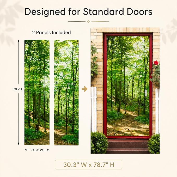 Door Stickers Peel and Stick Murals - Wall Covers Decorative Decal Woods | 30.3"W x 78.7"H, 3D Pink Castle Wallpaper，Waterproof Removable Opaque Vinyl Self Adhesive Fake Door Decor for Home Office - Image 2