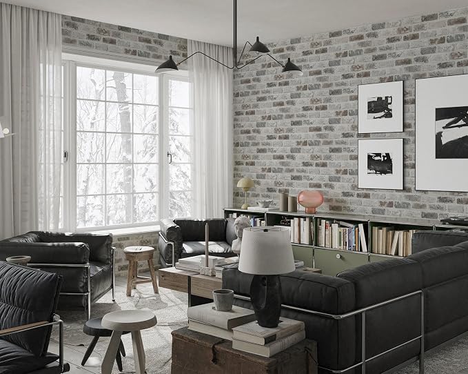 Guvana 17.3"×787" Brick Peel and Stick Wallpaper Grey Brown Wallpaper | 3D Self Adhesive Wall Paper Removable Contact Paper Brick Textured Vintage Wallpaper Decorative Wall Classroom Covering - Image 3