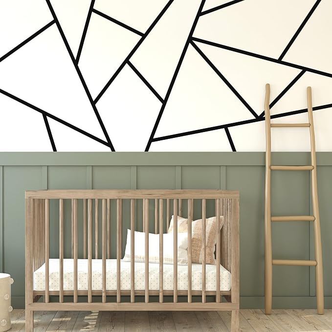 Large Black Modern Line Wall Decal, Minimalist Geometric Art Décor | Matte black vinyl simple lines for a stunning custom bold accent wall. Peel and stick for home, bedroom, living room, office. - Image 6