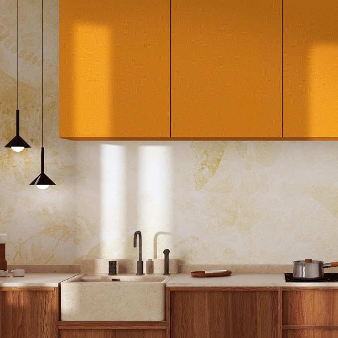 WADILE Grasscloth Peel and Stick Wallpaper 15.7in x 787.4in, Textured Contact Paper for Cabinets, Faux Linen Wall Paper Pull and Stick, Fabric Vinyl Wallpaper Self Adhesive Orange | Textured contact paper, Faux linen, Vinyl material, Cabinets, Self adh... - Image 5