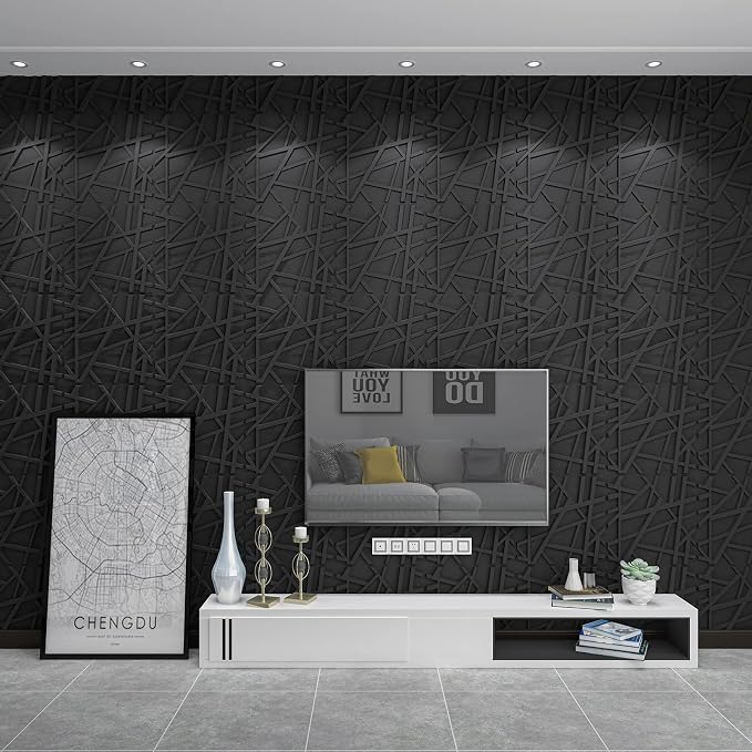 Art3d 19.7" x 19.7" (Pack of 12) Wall Panel Stripes, Black - Image 2