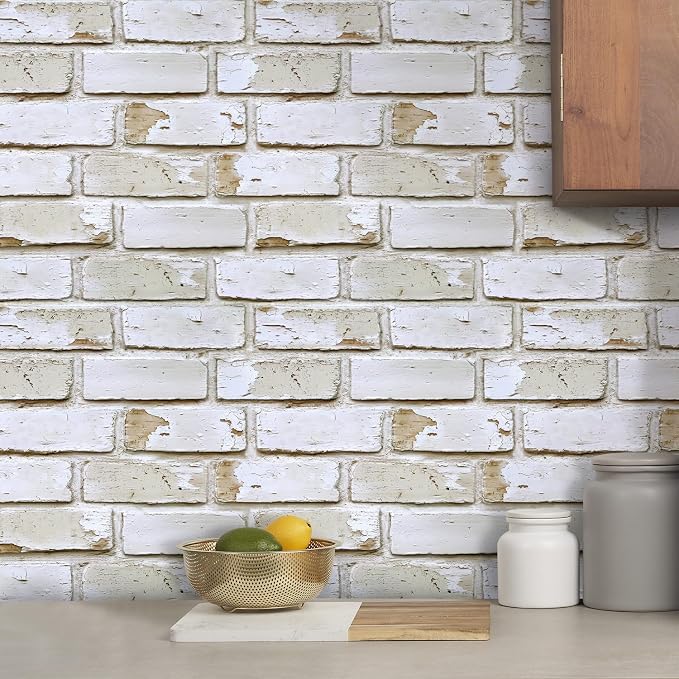 3D Faux Brick Wall Panels Peel and Stick, Designed for Quick DIY | Warm Whitewash, 10 Pcs 11.8" x 11.8", Small Brick-Look, Ultra-Light Fake Brick Covering for Wall Renovation, Cover 9.7 sq ft - Image 9