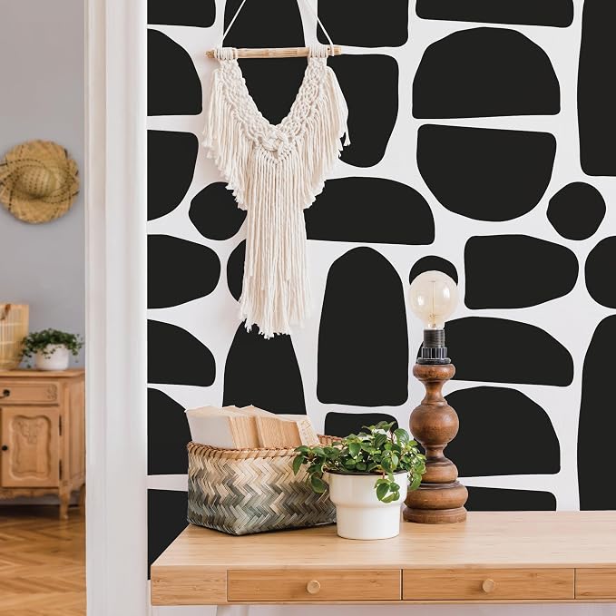 Large Black Boho Geometric Wall Decal, Scandinavian Wall Art Decor | Stunning Bohimian shapes accent wall in minutes. Matte black vinyl peel and stick easily for living room, bedroom, office. - Image 3