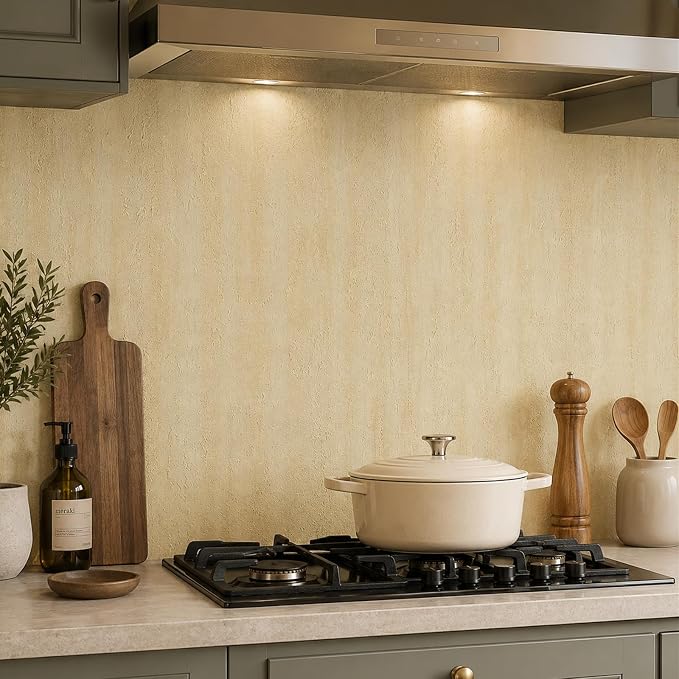 30Pcs 3D Faux Stone Wall Panels 23.6"X11.8" Beige Textured Tiles Peel and Stick Wall Panels Self Adhesive Backsplash Tiles for Interior Wall Decor Living Rooms TV Walls Kitchen Bathroom - Image 4