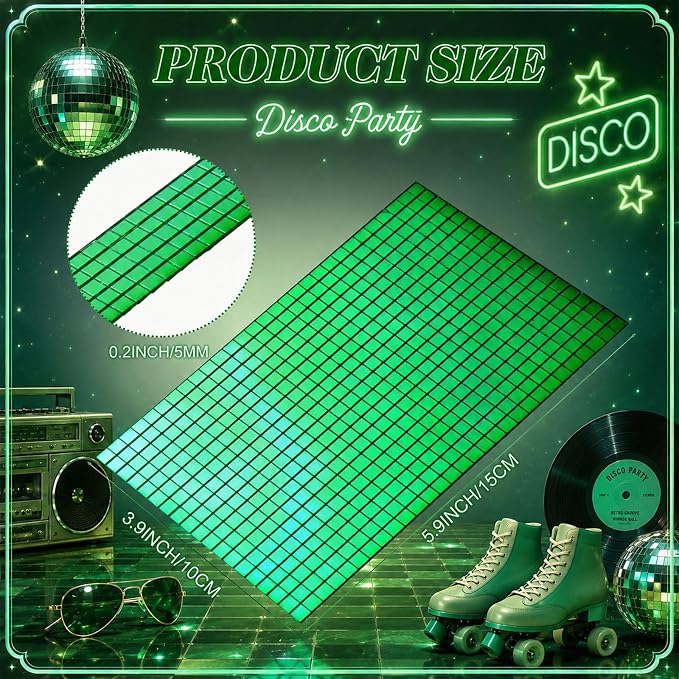 21600 Pieces Green Disco Mirror Tile Self-Adhesive Mirrors Mosaic Tile - Image 3
