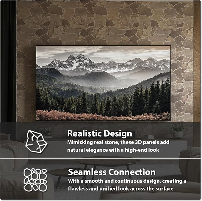 3D Faux Stone Wall Panels, Wild Boulder, Pack of 15, Covers 43.3 Sq Ft | Grey, Beige & Brown, Lightweight PVC, 17.5" x 23.75" (44.5 x 60.3 cm), Decorative Rock Cladding for Accent Wall & Backsplash - Image 3