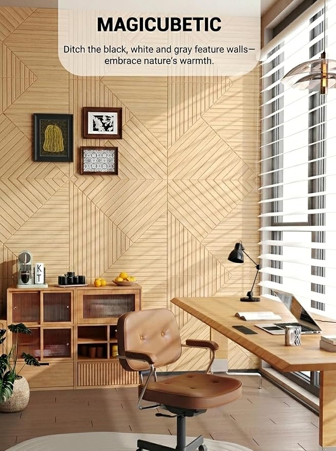 6 Pack UV Wood Texture Grooved Acoustic Wall Panels | 23.6×23.6 Inch Self-Adhesive Decor Wall Art, Total Size 70.8×47.2 Inches for Theater Living Room Office - Image 7