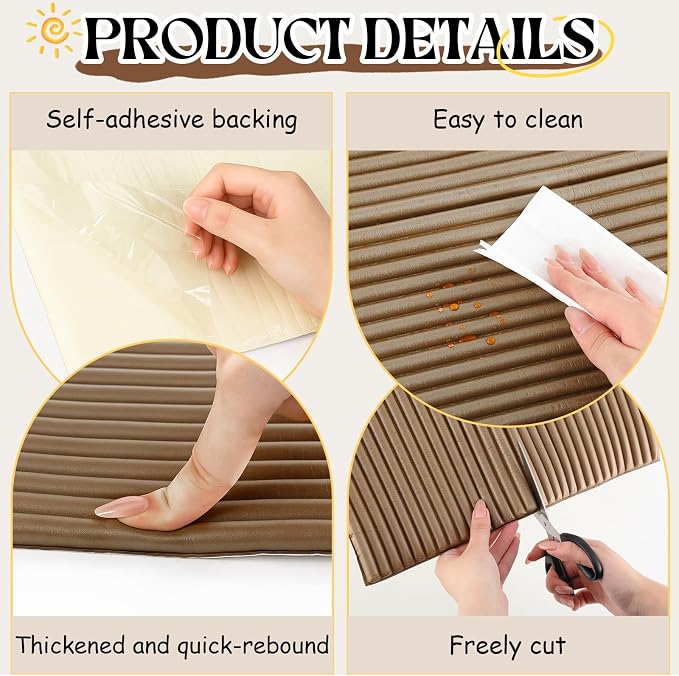 15.8 x 78.7 Inch Wall Padding for Kids, Brown, 1 Roll | Anti Collision Wall Padding Padded Wall Panels 3D DIY Headboard for Autism Playroom Nursery Bedroom Living Room Corner Guards - Image 3