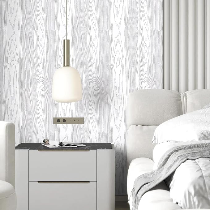 Yun-aeon White and Silver Wood Contact Paper 17.3"x200" Rustic Wooden Peel and Stick Wallpaper Removable Self-Adhesive Wallpaper Wood Grain Contact Paper for Countertops Cabinets - Image 6
