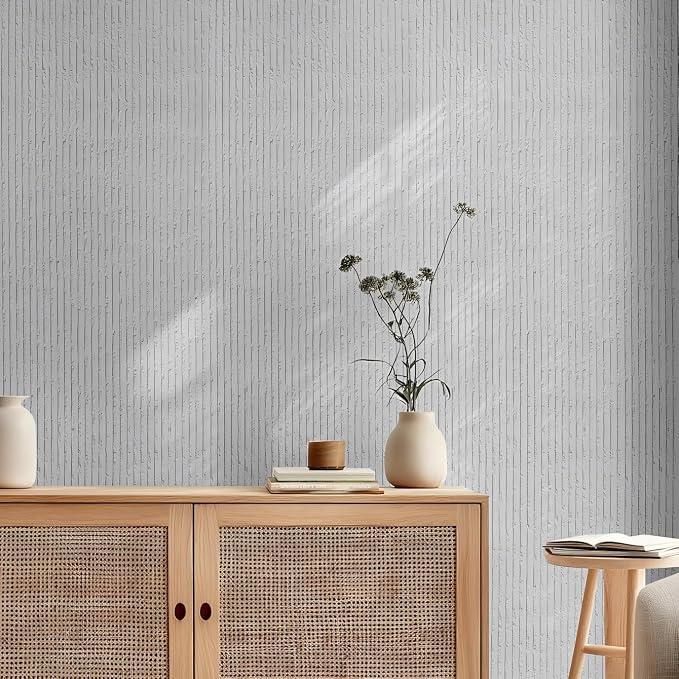 3D Faux Stone Peel and Stick Roll-15.7"x110"Thick PVC Foam Wall Paneling,DIY Self Adhesive Removable Waterproof&Sound Dampening for Cement Texture Accent Wallpaper for Living Room,Bedroom Decor(Gray) - Image 2