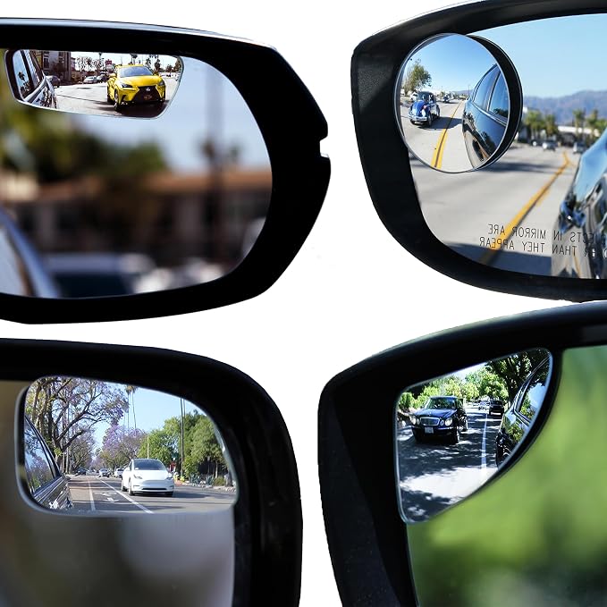 Blind Spot Mirrors for Cars - by Safe View Company - Change Lanes w Confidence - Made from Real Convex Glass - Long Lasting - Easy Peel & Stick (Ultimate Bundle) by Safe+View+Company