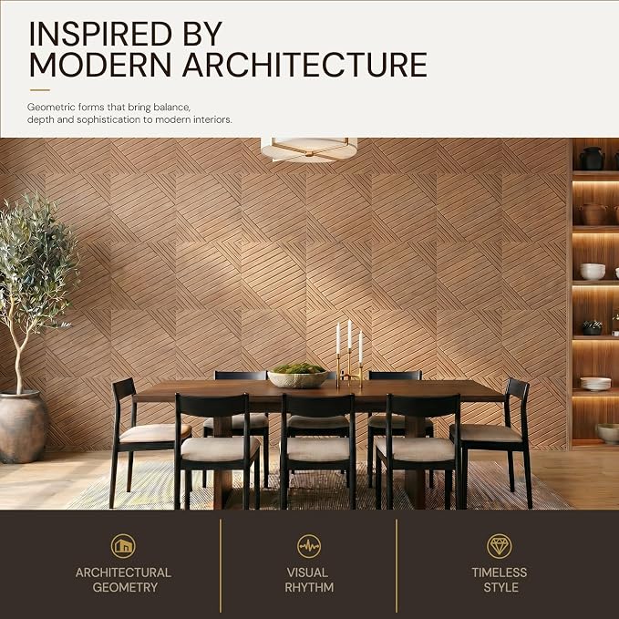 6Pack Acoustic Wall Panels, Wood Peel and Stick Wall Panels, Sound Proof Foam Panels for Walls Decor, Accent Soundproof Wall Panels for Bedroom Living Room Office Wall, 23.62 X 23.62 Inches Faux Wood - Image 5