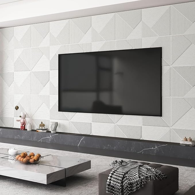 WOWSTAR 12-Pack 3D Wall Panels 19.7" x 19.7", White Slat Wall Panels for Interior Wall Decor, Modern Wall Covering for Living Room, Bedroom & Office | 12-pack, 19.7"x19.7", Textured wall panels, accent wall covering, living room bedroom office - Image 5
