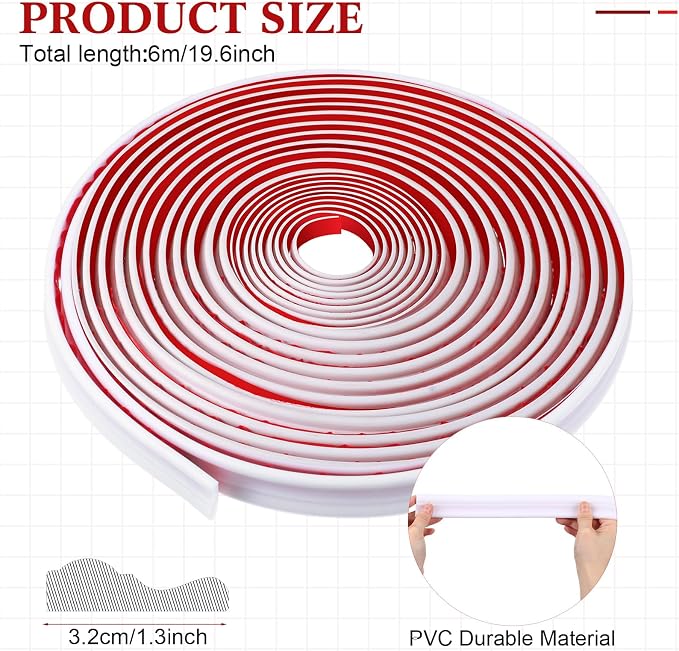 19.7ft Peel and Stick Chair Rail, 1.26 Inch, Stylish, White - Image 2