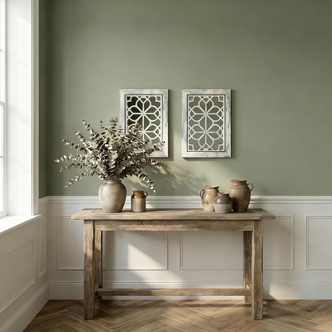 Set of 2 11x15 Inch Rectangular Shatterproof Grey Decorative Wall Mirrors, Boho Farmhouse Rustic Vintage Accent Mirrors for Living Room Bedroom Entryway & Home Decor - Image 6