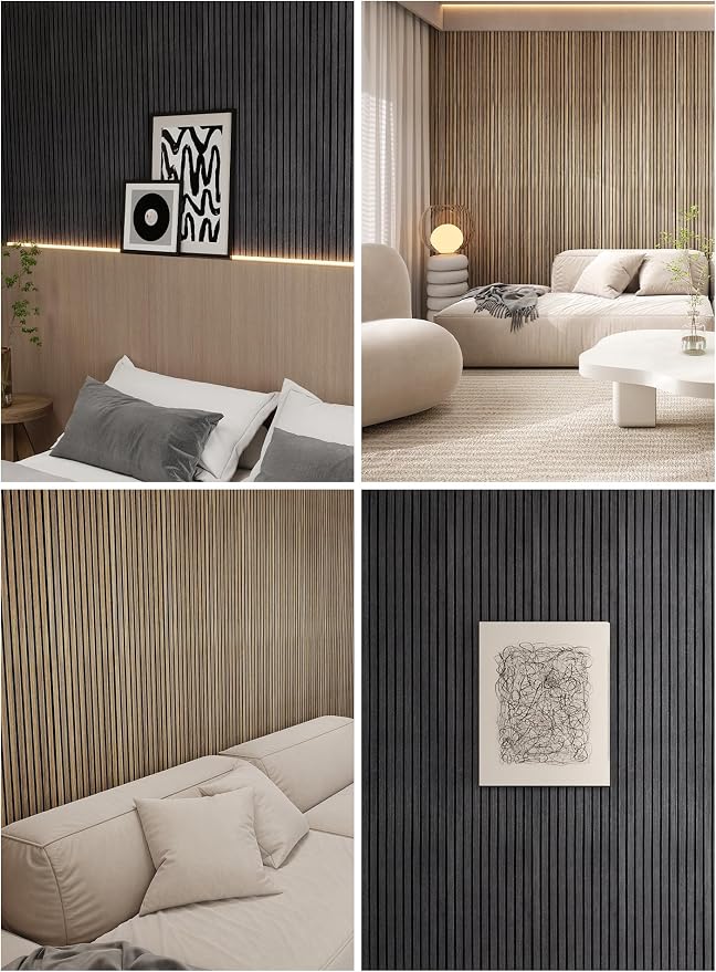 3D Wall Panels Peel and Stick, Ebony, 2 Packs | Interior Wall Decor, Self Adhesive Sound Absorbing Planks, Acoustic Wood Slat Wall Panels, 94.48 * 11.80in, 0.4" Depth - Image 6