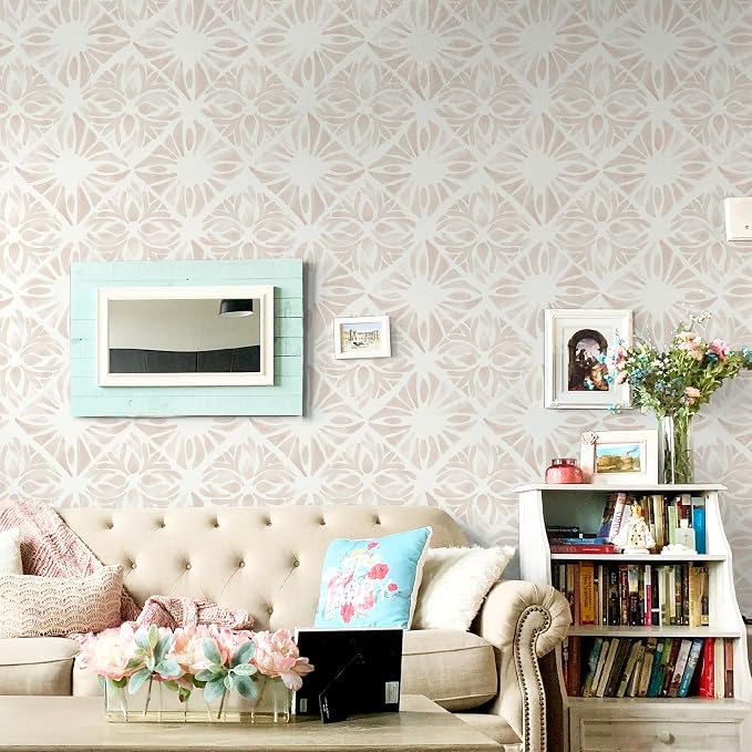 Geometric Peel and Stick Wallpaper boho78.7 x17.3 White and Pink Wallpaper White Contact Paper Removable Wall Paper for Bedroom Waterproof Removable Shelf Liner Decal Vinyl Roll - Image 3