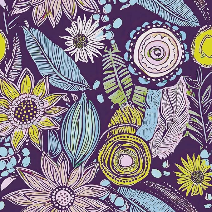 Laatse Boho Wallpaper Peel and Stick 17.5"x393",Purple Contact Paper | Self Adhesive/Removable/Waterproof/Thick Vinyl Wall Paper for Bathroom Bedroom Shelf Cabinet Drawer,Prepasted,Easy Peel by Laatse