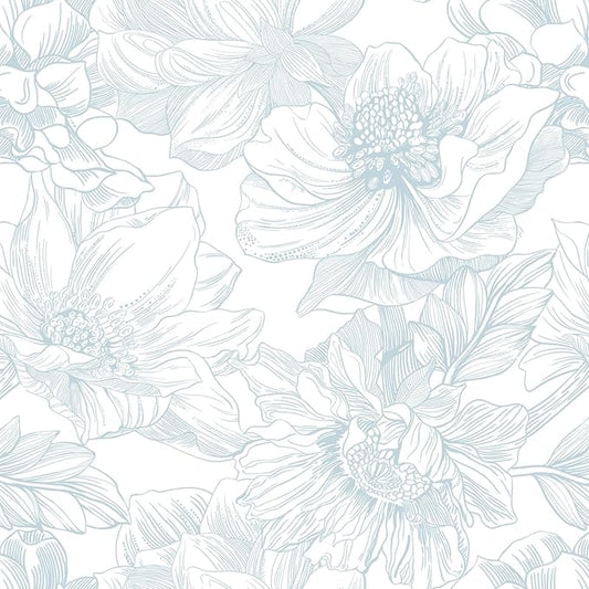 Ismoon Large Floral Peel and Stick Wallpaper Boho White and Blue Contact Paper 17.3inx6.5ft Modern Wall Paper Removable Self Adhesive Vinyl Wallpaper for Bedroom Cabinet Waterproof Mural Wall Decor by Ismoon