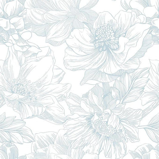 Ismoon Large Floral Peel and Stick Wallpaper Boho White and Blue Contact Paper 17.3inx32.7ft Modern Wall Paper Removable Self Adhesive Vinyl Wallpaper for Bedroom Cabinet Waterproof Mural Wall Decor by Ismoon