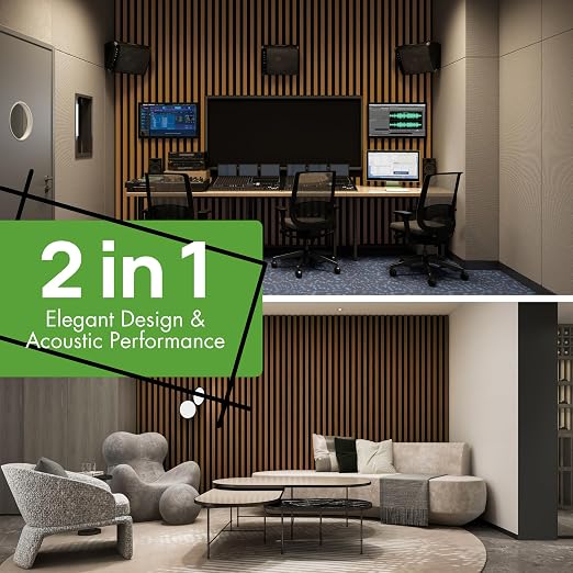 Art3d 4-Pack 12" x 24" Soundproof Wood Slat Panels, 8 sq.ft Acoustic Wall Panels, 3D Wall Panels with Wood Slat Design, Decorative Wood Wall Panel for Accent Walls-Walnut - Image 5