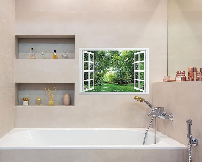 FLFK Fake Window Wall Sticker - Jungle Faux Window Wall Mural for Wall Decor, Stick and Peel Wall Decals,24"x16" - Image 5