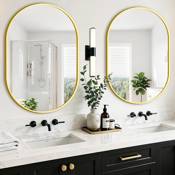 Oval Bathroom Mirror, 2 Pack 24"x36" Gold Vanity Mirror for Over Sink - Image 6
