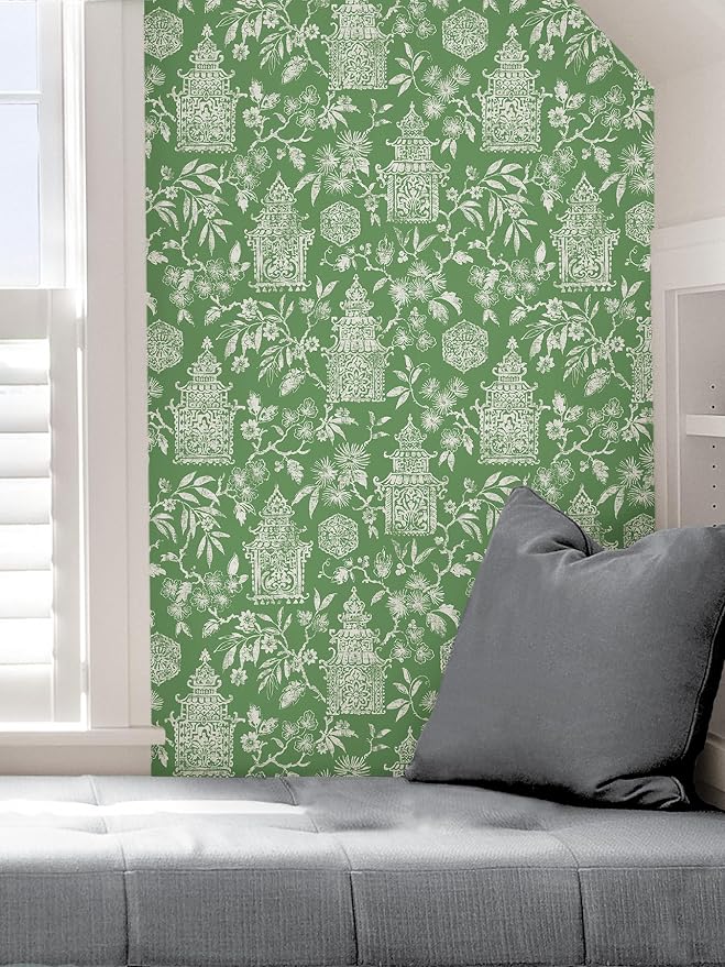 NuWallpaper Danson Peel and Stick Wallpaper, Green Boho Floral Removable Contact Paper for Walls, Self Adhesive Wall Covering for Bedroom Living Room Accent Wall - Image 6