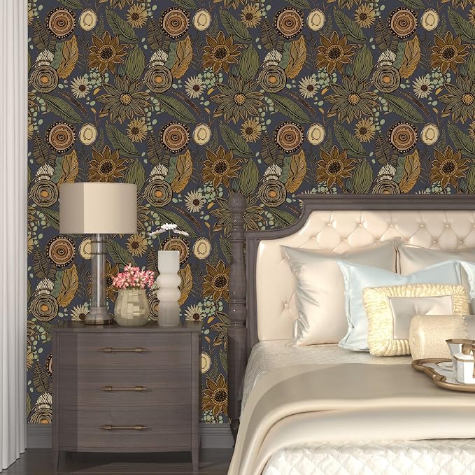 Laatse Boho Wallpaper Peel and Stick 17.5"x118", Haze Blue Contact Paper | Self Adhesive/Removable/Waterproof/Thick Vinyl Wall Paper for Bathroom Bedroom Shelf Cabinet Drawer,Prepasted,Easy Peel - Image 2