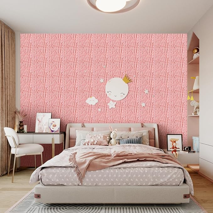 Heikki 30 Pack 3D Wall Panel for Interior Wall Décor, PVC Flower Textured Wall Panels for Living Room Bedroom Hotel Office, 11.8"x11.8", Double-Sided Tape (Pink-SZ) - Image 7