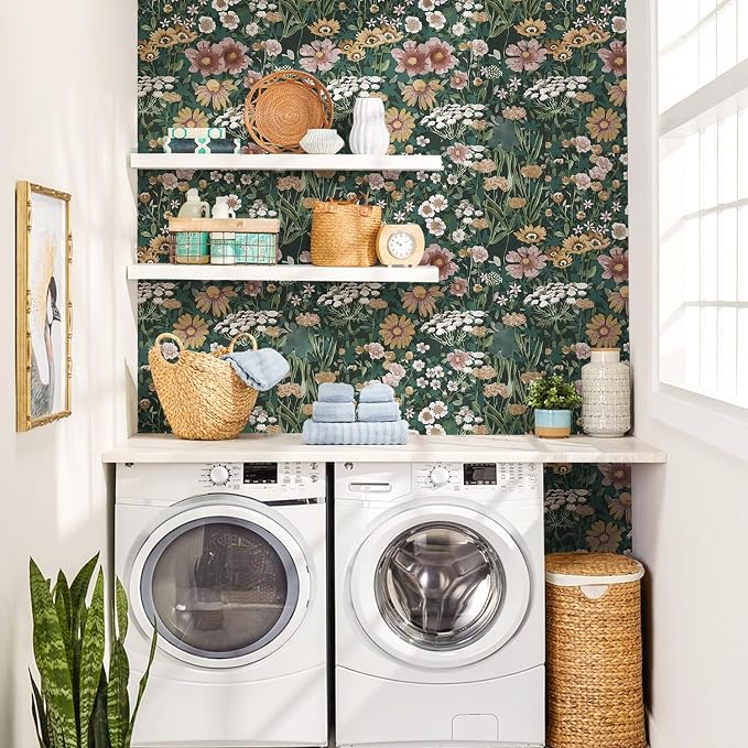 Orainege Peel and Stick Wallpaper Boho Vintage Floral Wallpaper | 16.9inx118.1in Daisy Wallpaper Self Adhesive Floral Contact Paper for Bedroom Living Room Accent Wall Removable - Image 8