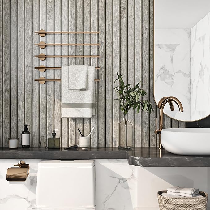 Livelynine 15.8x197 Wood Panel Wallpaper Peel and Stick Wood Panels for Walls Furniture Self Adhesive Contact Paper Roll Faux Wood Slat Wall Panel White Wall Panels Removable 3D Slat Wall Paneling - Image 3
