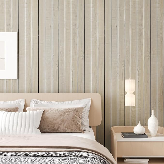 CHIHUT Sand Birch Peel and Stick Wood Slat Wall Panels 12"x79" Flexible 3D Wood Grain Thick Foam PVC Wallpaper Roll Self Adhesive Soundproof Acoustic Paneling for TV Background Ceiling Kitchen Island - Image 2