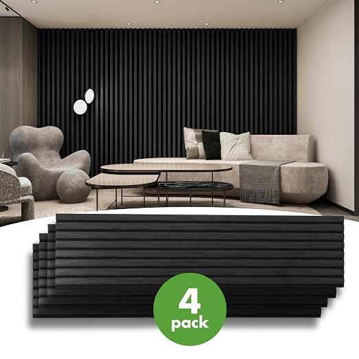 Art3d 4-Pack 12" x 93" Soundproof Wood Slat Panels, 31 sq.ft Acoustic Wall Panels, 3D Wall Panels with Wood Slat Design, Decorative Wood Wall Panel for Accent Walls-Grey Oak - Image 2