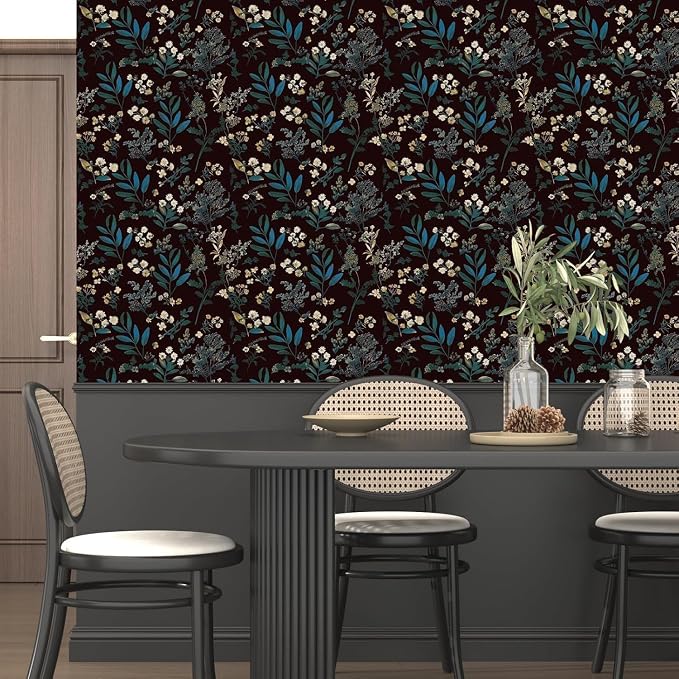 Laatse Vintage Floral Peel and Stick Wallpaper 17.5'' x 787'', Green Blue | Self Adhesive/Removable/Waterproof/Thick Vinyl Extra Long Contact Paper for Bathroom Bedroom Shelf Cabinet Drawer,Prepasted - Image 4