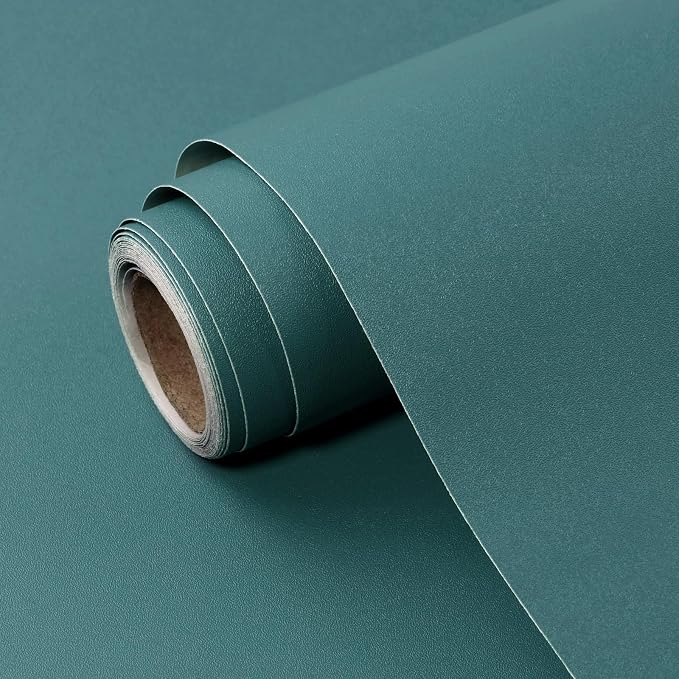 Teal Peel and Stick Wallpaper Solid Teal Contact Paper A Set of 23.6"x236" Matte Self Adhesive Waterproof Vinyl Roll for Wall Coverings,Cabinets,Countertops,Bedroom,Kitchen by SOONAFTER