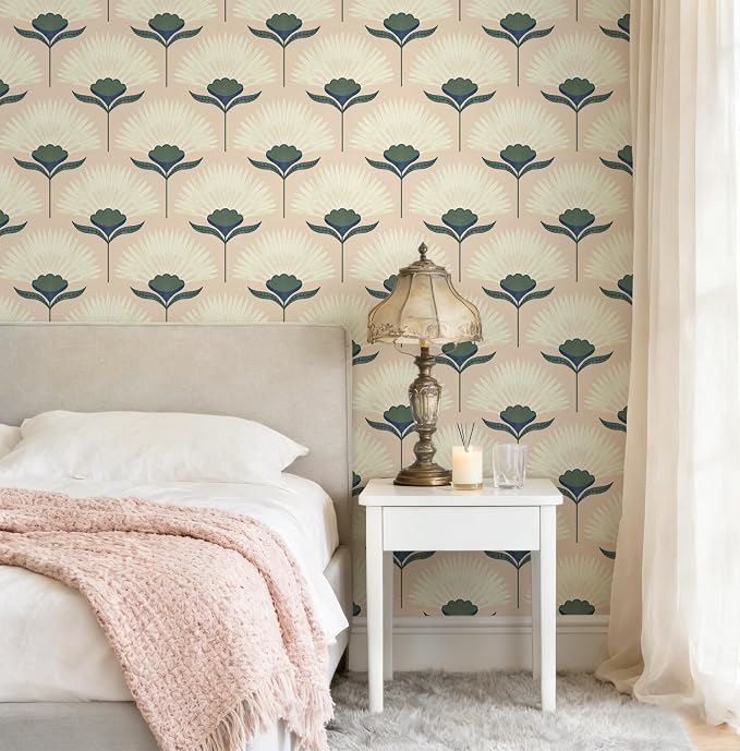 Safiyya Peel and Stick Wallpaper Boho Floral Wallpaper for Bedroom Living Room Removable Self Adhesive Floral Cottage 17.3inx197in Vinyl Contact Paper for Cabinets Accent Wall - Image 3