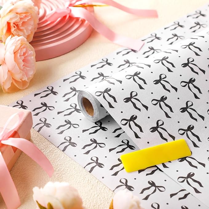 Drydiet Black Bow Wallpaper Peel and Stick Contact Paper 15.8 x 118.1 | Self Adhesive, Black Bow Coquette Design, Easy Apply Remove, Wall Sticker for Home Locker Dorm Classroom Living Room Decor - Image 3