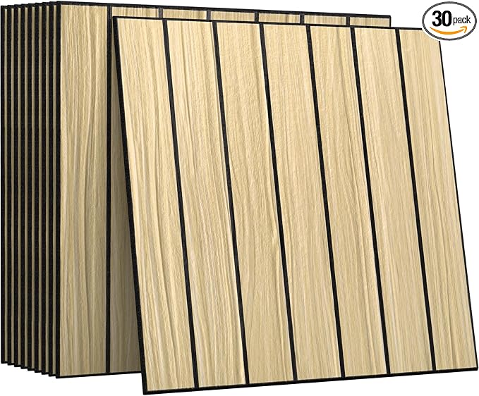 CUCOS Wood Slat Wall Panels Peel and Stick 12"x12" | Self Adhesive PVC Wall Panels for Accent Wall, Waterproof Wall Decor for Living Room Bedroom Office, Light Brown by CUCOS