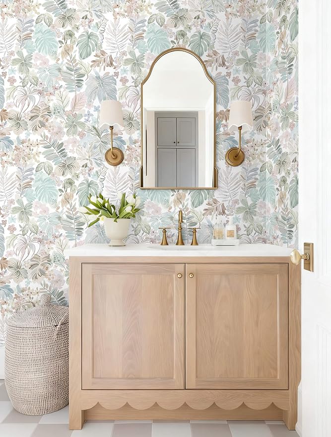 Heroad Tropical Peel and Stick Wallpaper Botanical Stick on Wall Paper 17.3''x393'' Watercolor Floral Contact Paper Removable Self-Adhesive Wallpaper for Bedroom Cabinets Renter Friendly Decor Vinyl - Image 7