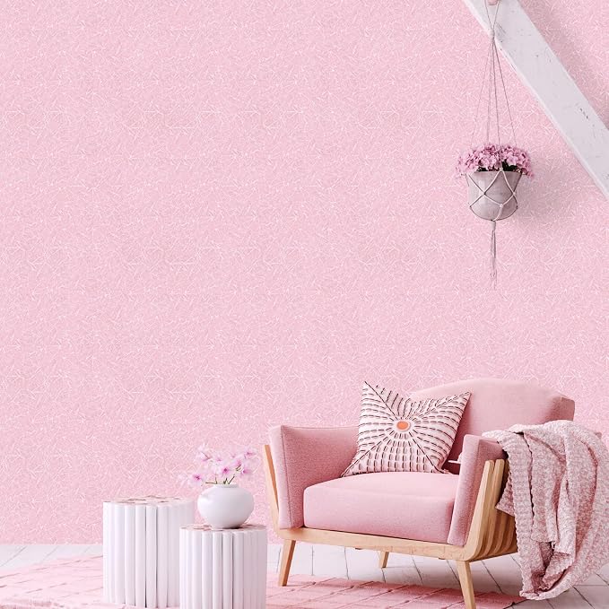 Pink Wallpaper Embossed Silk Self Adhesive Peel and Stick Contact Paper | 15.7" X 118" Removable Waterproof Bathroom Home Decorative Vinyl Wrap Film Cabinet Furniture Countertop Shelf Paper - Image 4