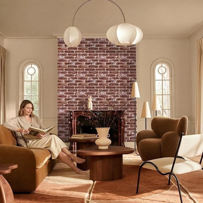 COMSTICKC 3D Faux Brick Wall Panels Peel and Stick, 10 Pcs 15.7" x 11.8" | Red, Not Real Brick, Lightweight Thin PVC Wallpaper, Fake Brick Wall Sticker for Quick DIY Wall Upgrades, Cover 12.9 sq ft - Image 7