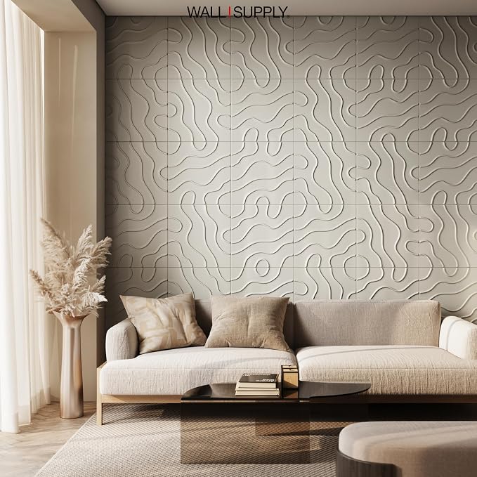 Wall!Supply 3D Flow Line Wall Panels, 12-Pack, Cashmere | Lightweight XPS Foam, Wallpaper Alternative, Easy DIY Installation, Covers 32.29 Sq Ft, for Living Room, Bedroom, Office - Image 7