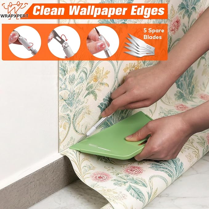 WRAPXPERT Wallpaper Tools, Wallpaper Kit Smoothing Tools for Peel and Stick, Wallpaper Installation Kits for Wallpaper Hanging, Contact Paper, Bathroom, Vinyl Backsplash Tile, Window Film Applying - Image 4