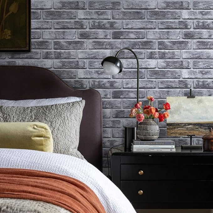 Commomy Faux Brick 3D Wall Panels,Thin UrltraLight PVC 22.8" x 11.8" | Thin UrltraLight PVC Peel and Stick Tile Retro Brick Printable for Bedroom,Living Room,TV Background（Covers 22.48 sq.ft) - Image 2