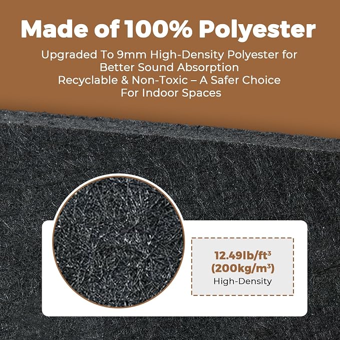 3D Peel and Stick Acoustic Wall Panels – 8 Pack Self-Adhesive Wood Pattern Soundproof Panels 23.6” x 23.6” for Interior Wall Decor, Bedroom, Living Room, Office (Golden Maple) - Image 6