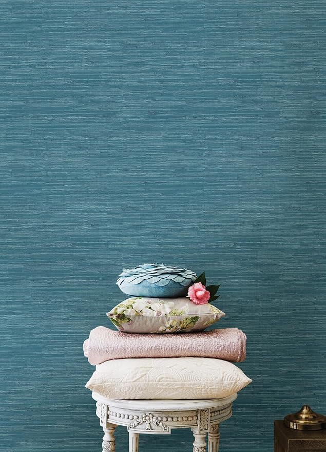 NuWallpaper Steel Blue Grassweave Peel & Stick Wallpaper, NU2874 - Image 2